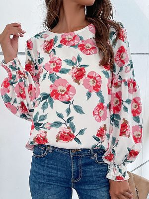 Printed Long-Sleeve Shirt - Autumn Elegance