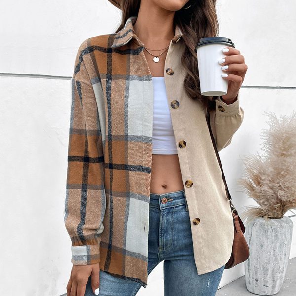 Stylish Autumn Long Sleeve Color Matching Jacket for Women