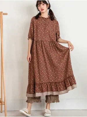 Floral Lace Loose Fitting Dress for Women
