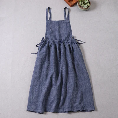 Eco-Friendly Japanese-Inspired Long Linen Strap Dress