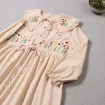 Spring New Embroidery Doll Long-sleeved Dress Midi Dress