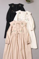 Spring New Embroidery Doll Long-sleeved Dress Midi Dress