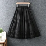 Summer Literary Elastic Waist Cotton Linen Skirt