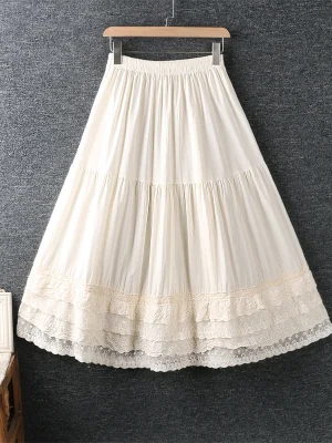 Summer Literary Elastic Waist Cotton Linen Skirt