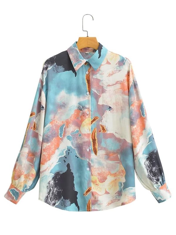 Artistic Vibes: Retro Oil Painting Print Shirt"