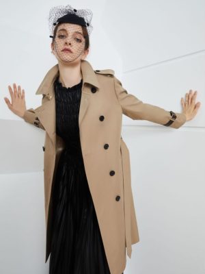 Khaki Slim Fit Mid-Length Trench Coat