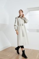 Gracekelly Leather Patchwork Trench Coat