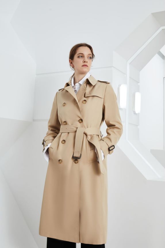 Extended Elegant Double-Breasted Trench Coat