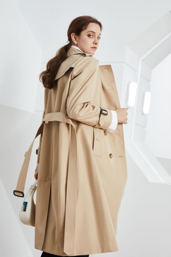 Extended Elegant Double-Breasted Trench Coat