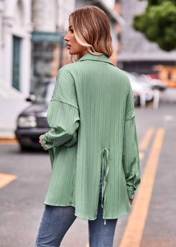 Chic Comfort: Double Line Jacquard Loose Shirt