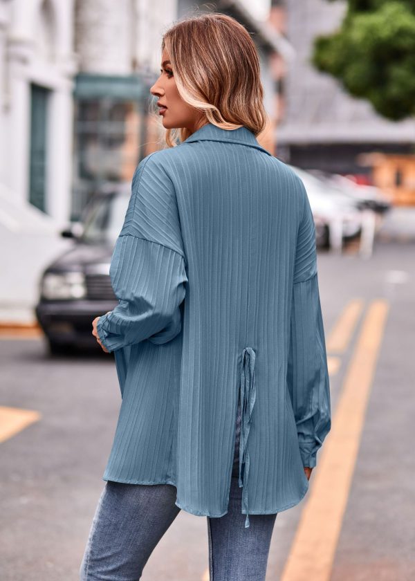 Chic Comfort: Double Line Jacquard Loose Shirt