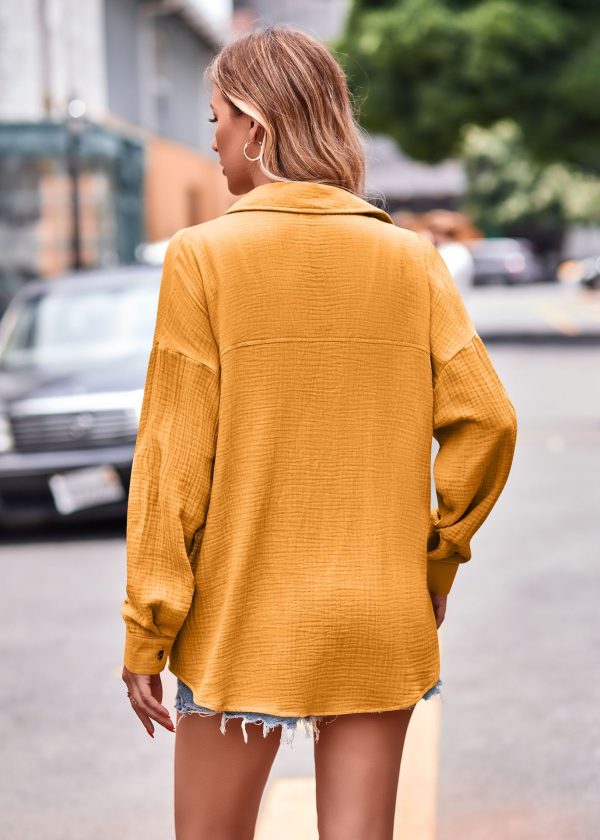 Cozy Comfort: Casual Pocket Loose Long Sleeve Shirt