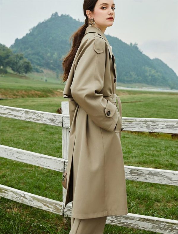 British Retro Double-Breasted Over-the-Knee Trench Coat