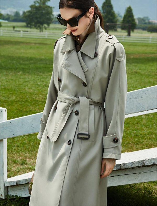 British Retro Double-Breasted Over-the-Knee Trench Coat