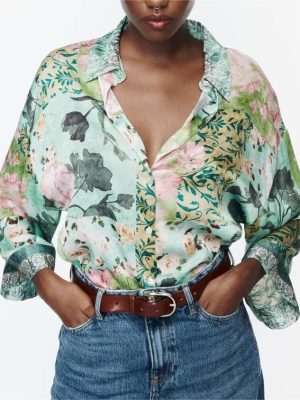 Spring Floral Print Loose Shirt: Effortless Elegance