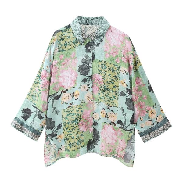 Spring Floral Print Loose Shirt: Effortless Elegance