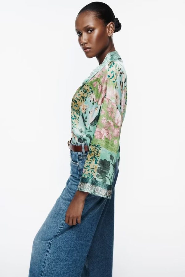 Spring Floral Print Loose Shirt: Effortless Elegance