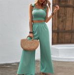 Camisole Wide Leg Pants Two Pieces Casual Set Sweet Spicy