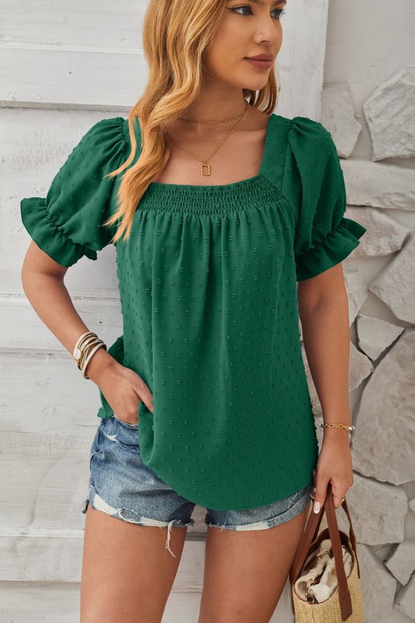 Chiffon Fur Ball Short-Sleeved Shirt: Chic Style for Spring/Summer