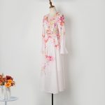 Elegant Pink Flower Print V-Neck Mid-Length Dress