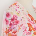 Elegant Pink Flower Print V-Neck Mid-Length Dress