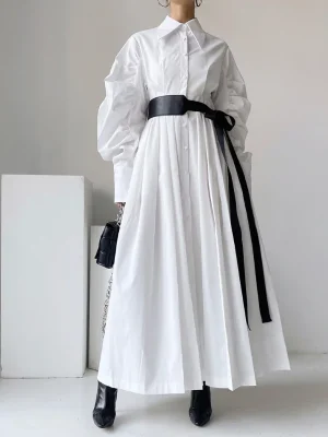 Vintage Oversized Pleated Dress