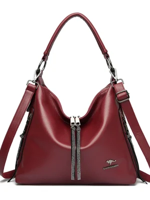 High Quality Ethical Leather Shoulder Bag: Chic & Spacious