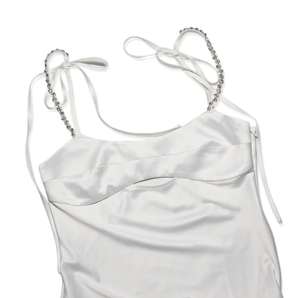 Satin White Eco Dress with Crystal Strap