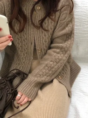 Cashmere-Sweater-Outwear-Loose-Vintage-British-Style-Knitted-Coat-O-Neck-Single-Breasted-Solid-Color-Women-2