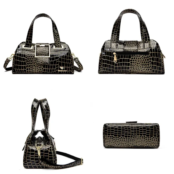 Chic Eco Croc Handbag: Multi-Pocket Tote