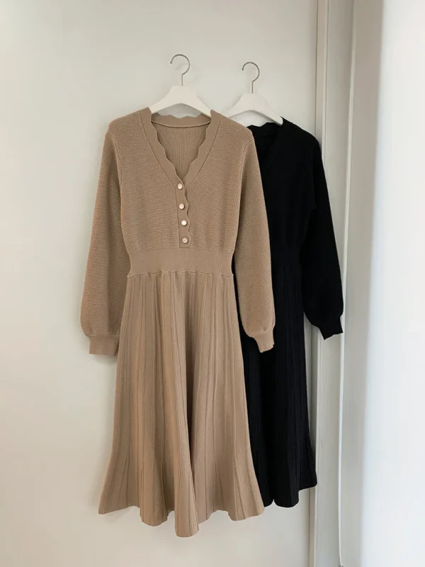 Korean Pleated Sweater Dress: Vintage & Eco Chic