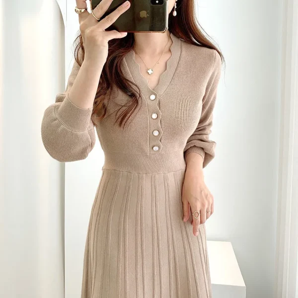 Korean Pleated Sweater Dress: Vintage & Eco Chic