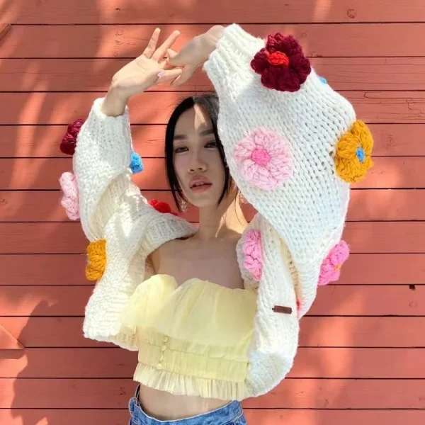 Kawaii Flower Eco Cardigan: Harajuku Y2K