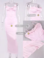 Party Maxi: Pink Satin Eco Dress