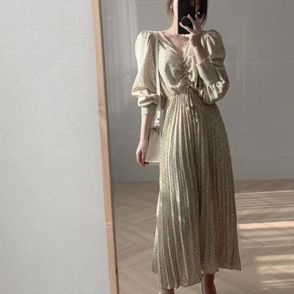 Vintage Korean Eco V-neck Dress