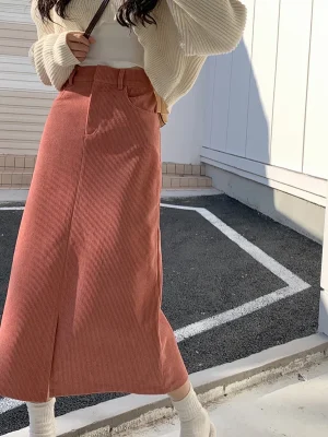 Ethical Corduroy Split Skirt