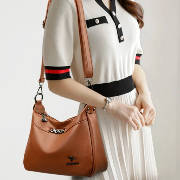 Many Pockets Chic Eco Leather Crossbody Bag