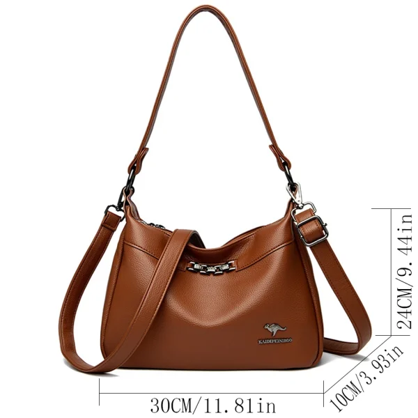 Many Pockets Chic Eco Leather Crossbody Bag