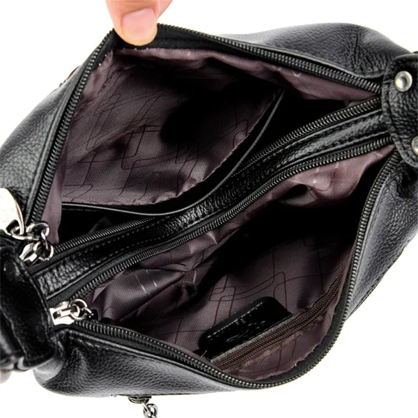 Many Pockets Chic Eco Leather Crossbody Bag