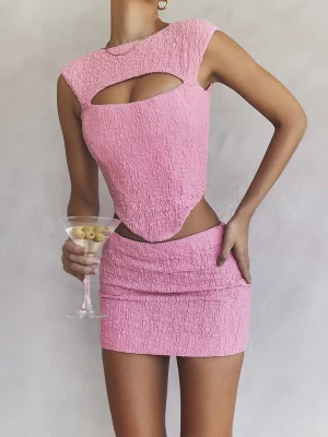 Pink 2-Piece Cut-Out Dress Set