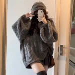 Grey Eco Oversized Sweater Women Korean Style
