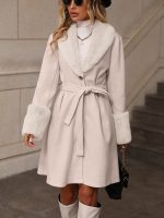 Mid-Length Collared Single-Breasted Trench Coat with Strap Detail