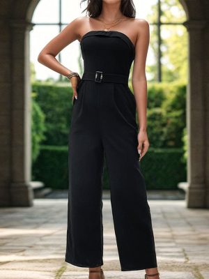 Sleeveless Tube Top Jumpsuit: Summer Office One-Piece Trousers for Women