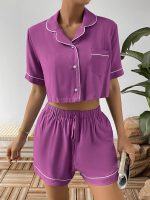 Casual Comfortable Short-Sleeved Shirt and Shorts Home Wear Suit for Women