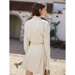 Lace-Up Long Sleeve Shirt Skirt Set
