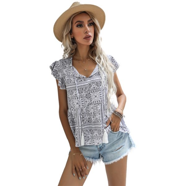 Summer Short Sleeve with Waist Control & Tassel Lace-Up Detail for Women