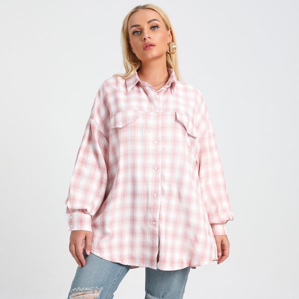 Plus Size Plaid Oversized Shirt