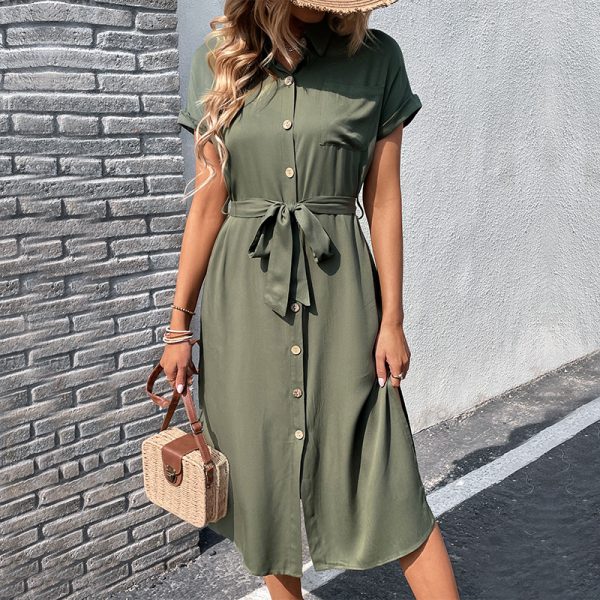 Split Solid Color Dress for Stylish Summer Women