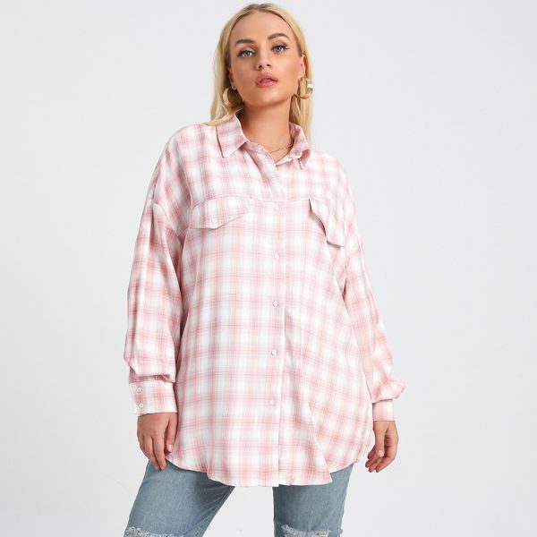 Plus Size Plaid Oversized Shirt