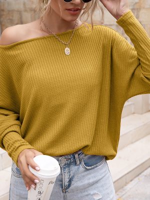 Spring Off-Shoulder Long Sleeve T-Shirt for Women